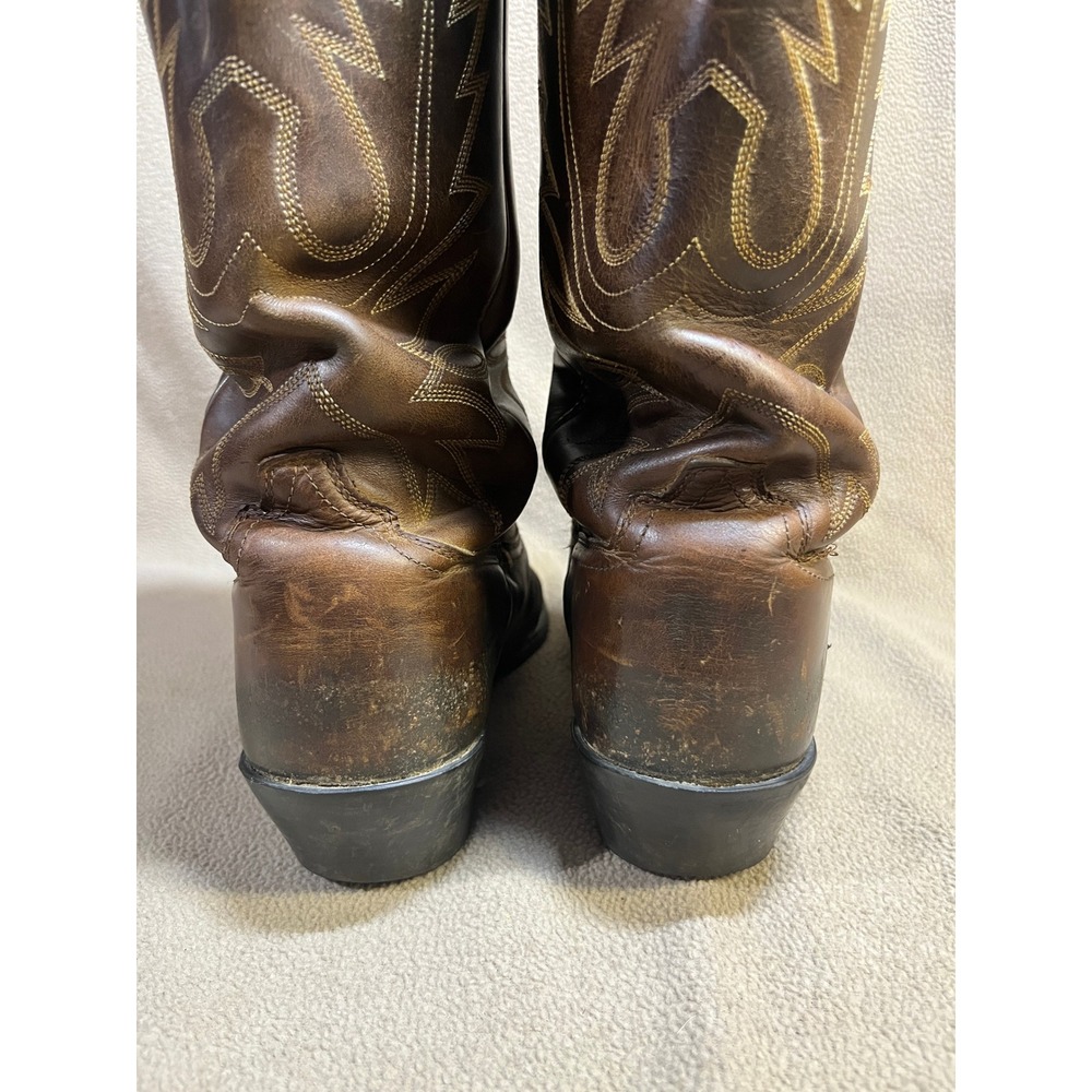Ariat Heritage Brown Leather Western Cowboy Boots Mens Round‎ Toe - Picture 5 of 16